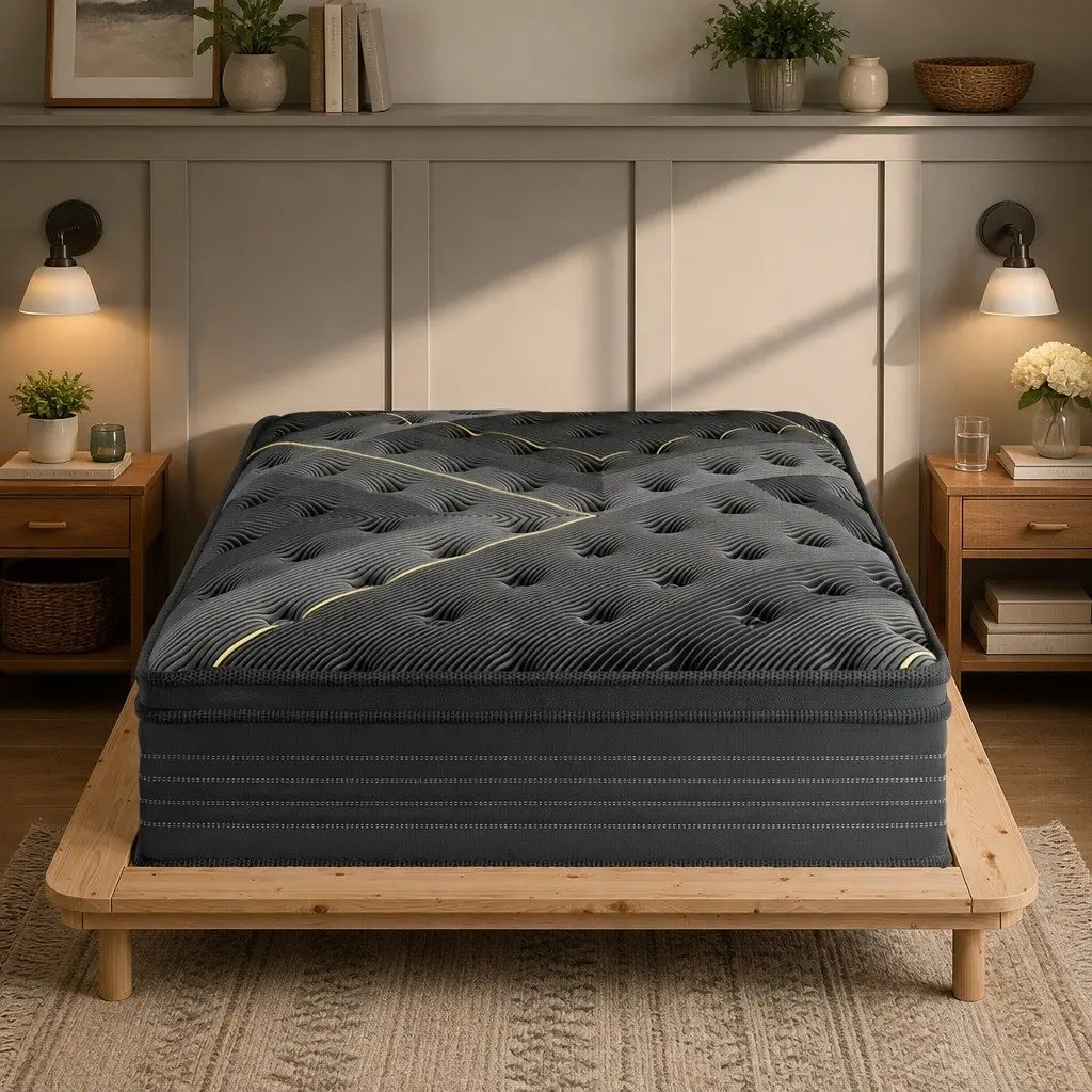 King Spring Mattress Bamboo Charcoal Pocket Coil 203cm x 183cm Black