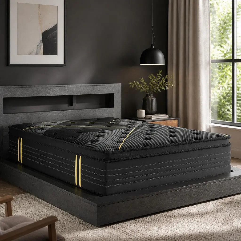 King Spring Mattress Bamboo Charcoal Pocket Coil 203cm x 183cm Black