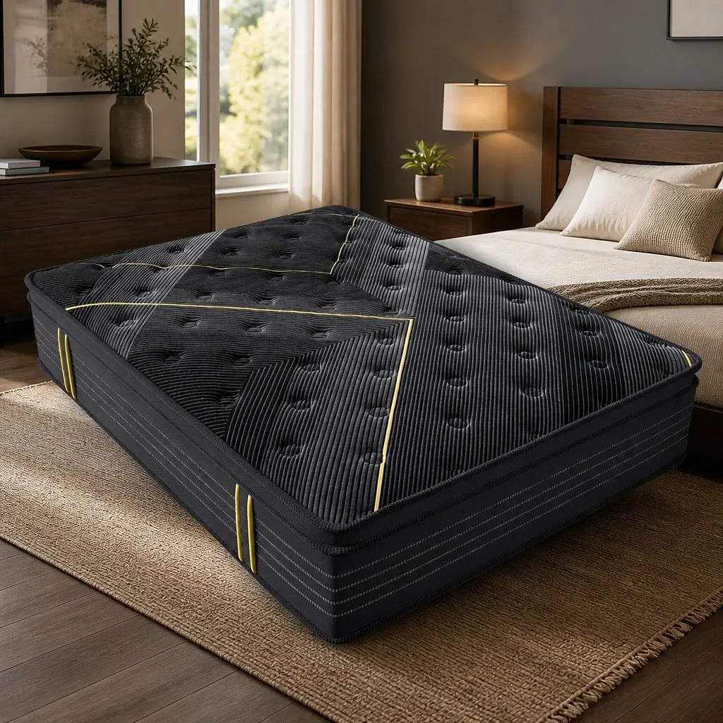 King Single Mattress Bamboo Charcoal Pocket Spring 203cm x 106cm Black