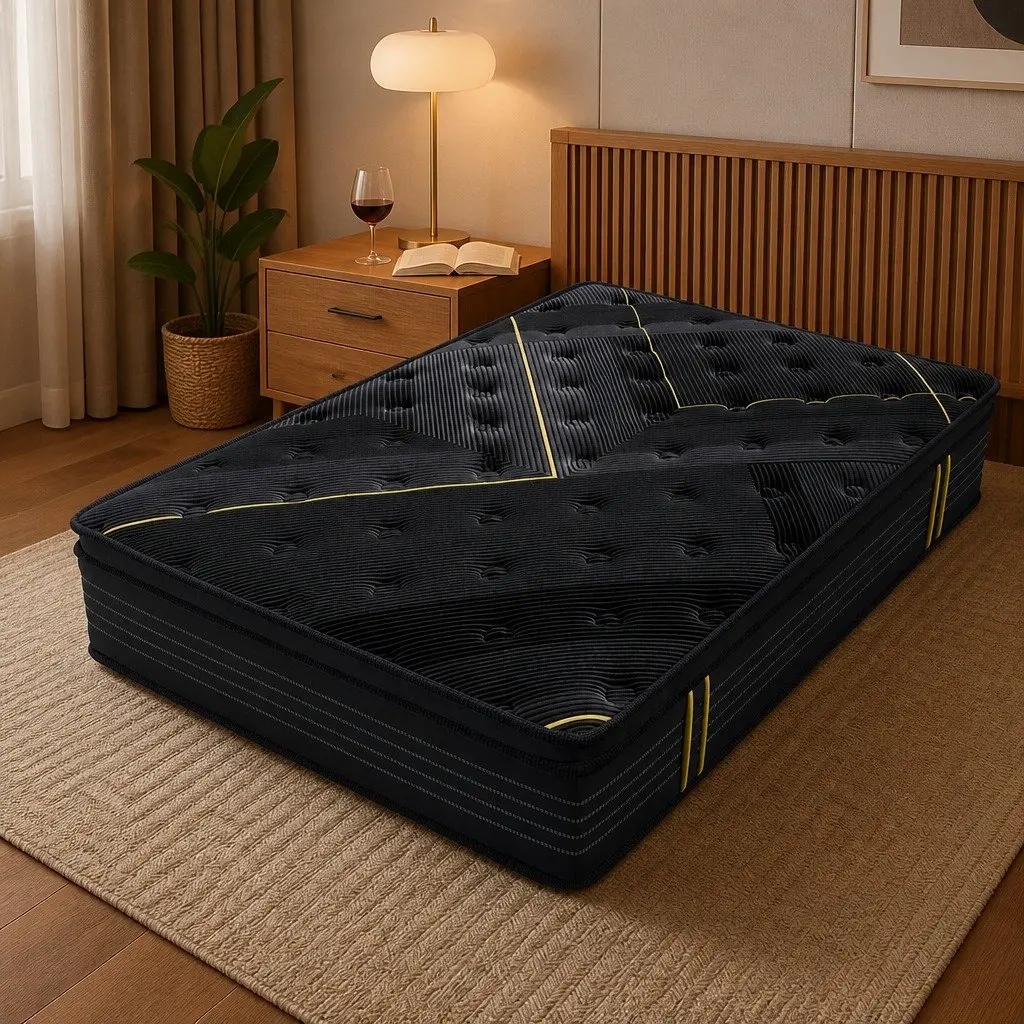 King Single Mattress Bamboo Charcoal Pocket Spring 203cm x 106cm Black