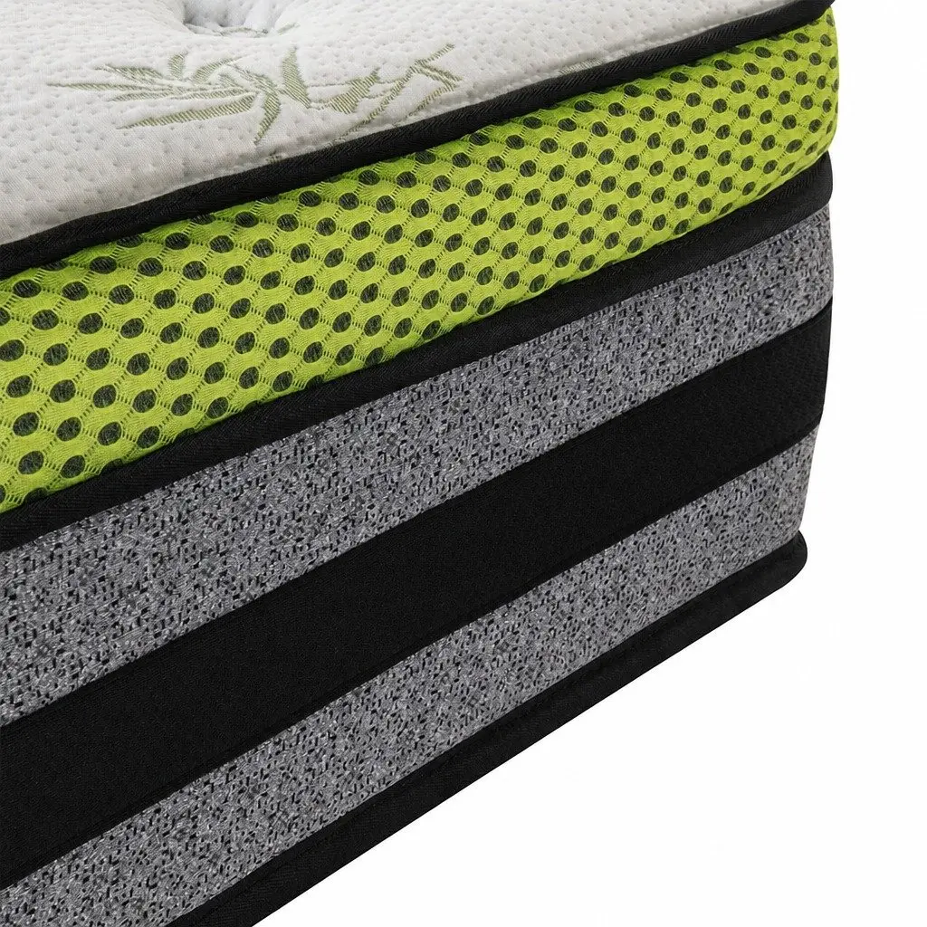 Pocket Spring Mattress Cool Gel Memory Foam Medium-Firm King Size White Grey Green