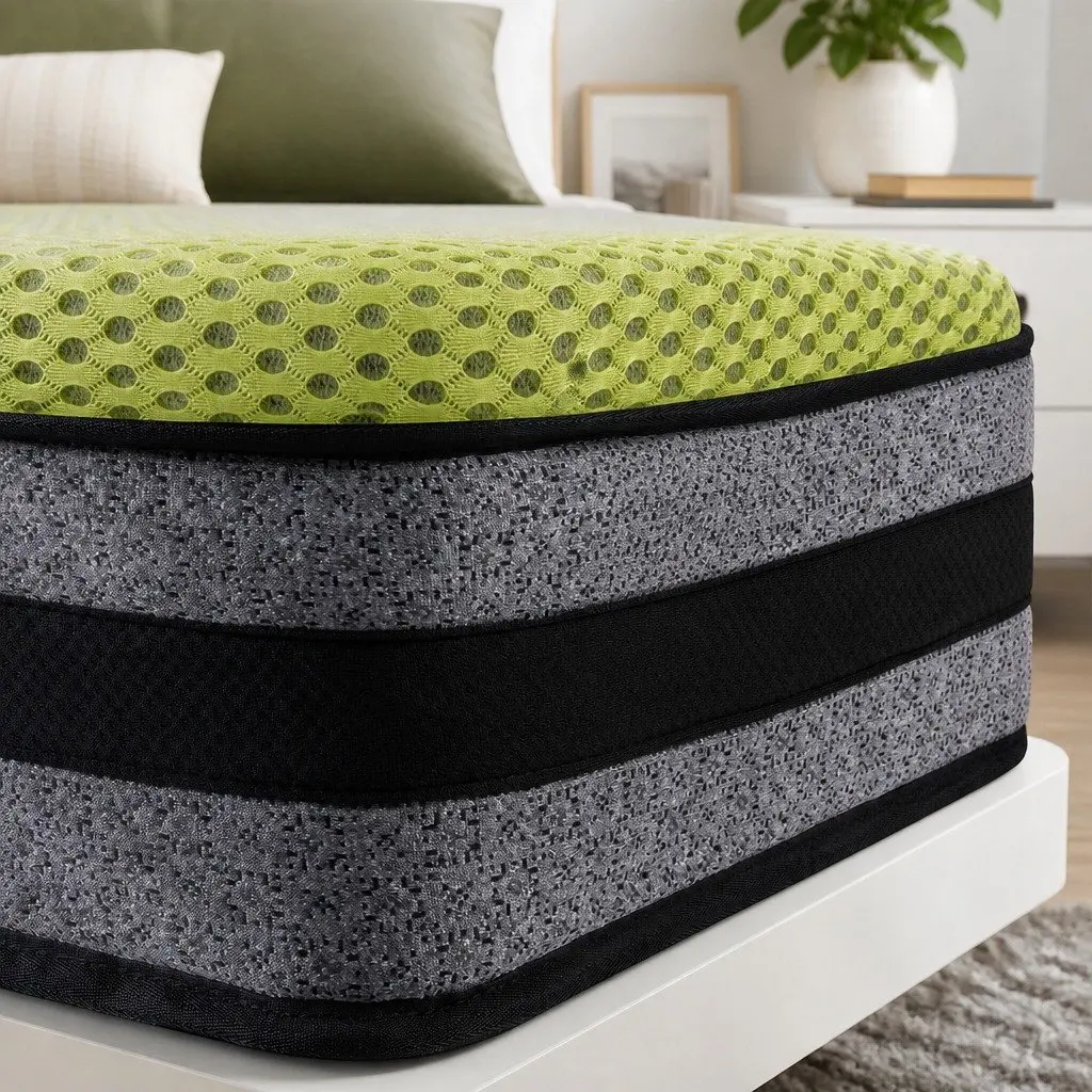 Pocket Spring Mattress Cool Gel Memory Foam Medium-Firm King Size White Grey Green