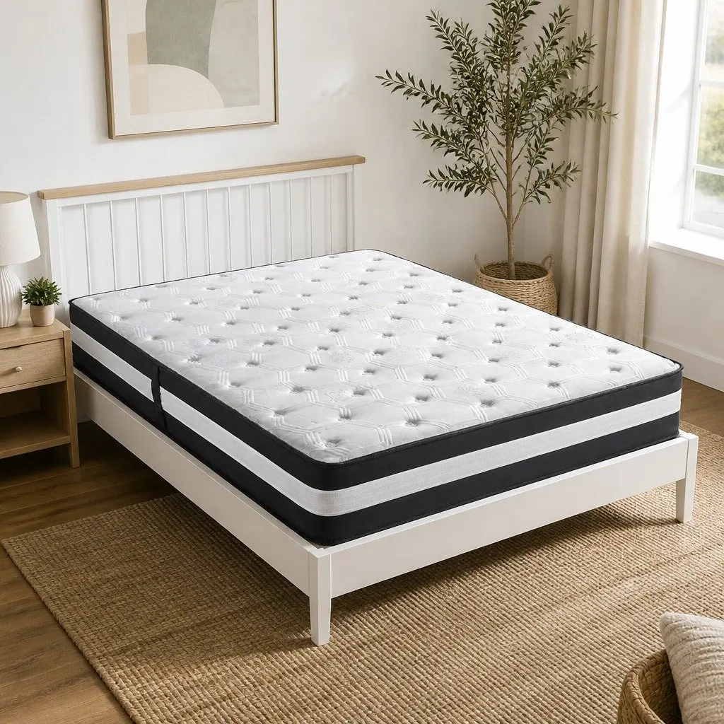 Pocket Spring Mattress Cool Gel Memory Foam 25cm King Single Medium Firm Black or White