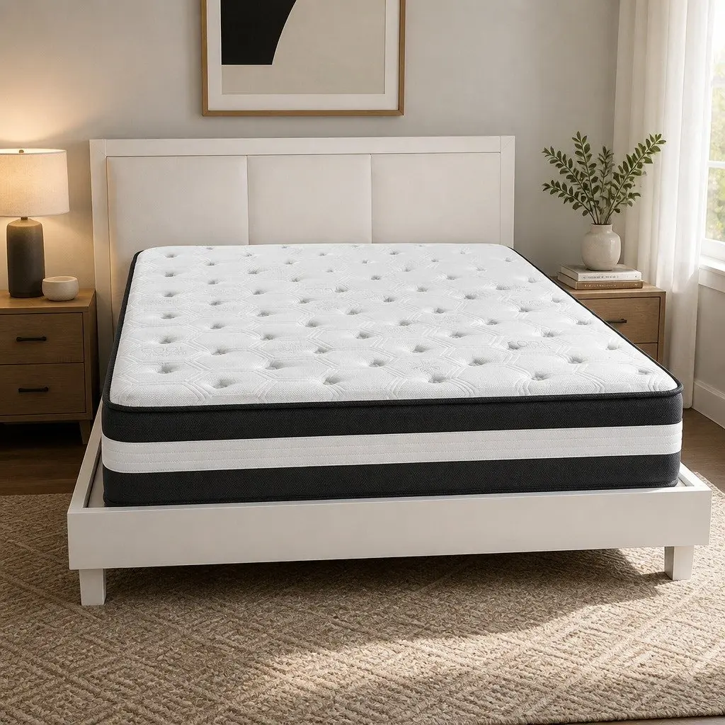 Pocket Spring Mattress Cool Gel Memory Foam 25cm King Single Medium Firm Black or White