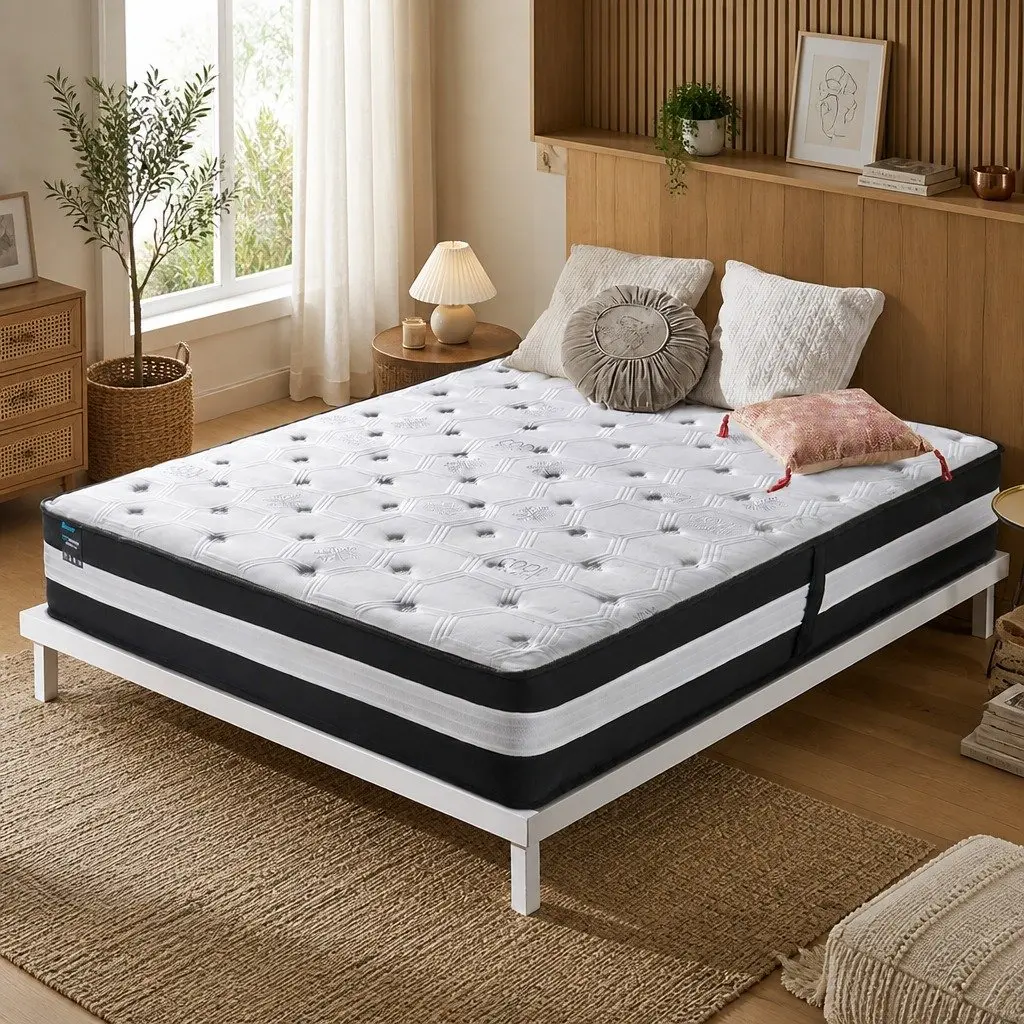 Pocket Spring Mattress Cool Gel Memory Foam 25cm King Single Medium Firm Black or White