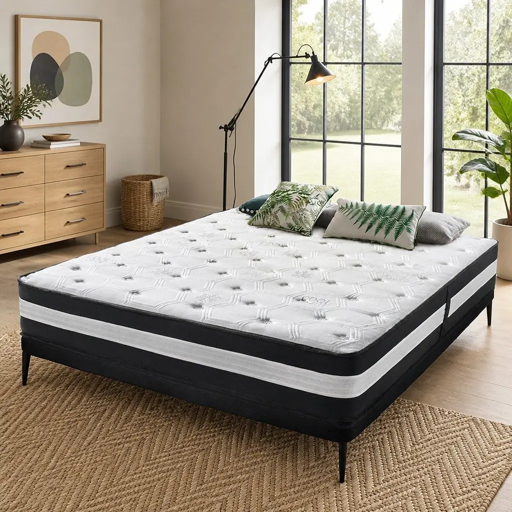 Pocket Spring Mattress Cool Gel Memory Foam 25cm King Single Medium Firm Black or White