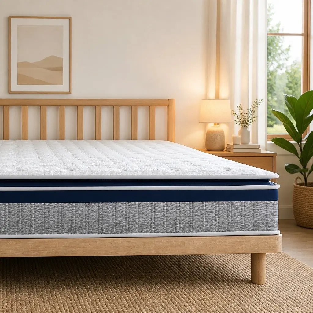 Double Spring Mattress Pillow Top 32cm Pocket Coil Bed Foam Support