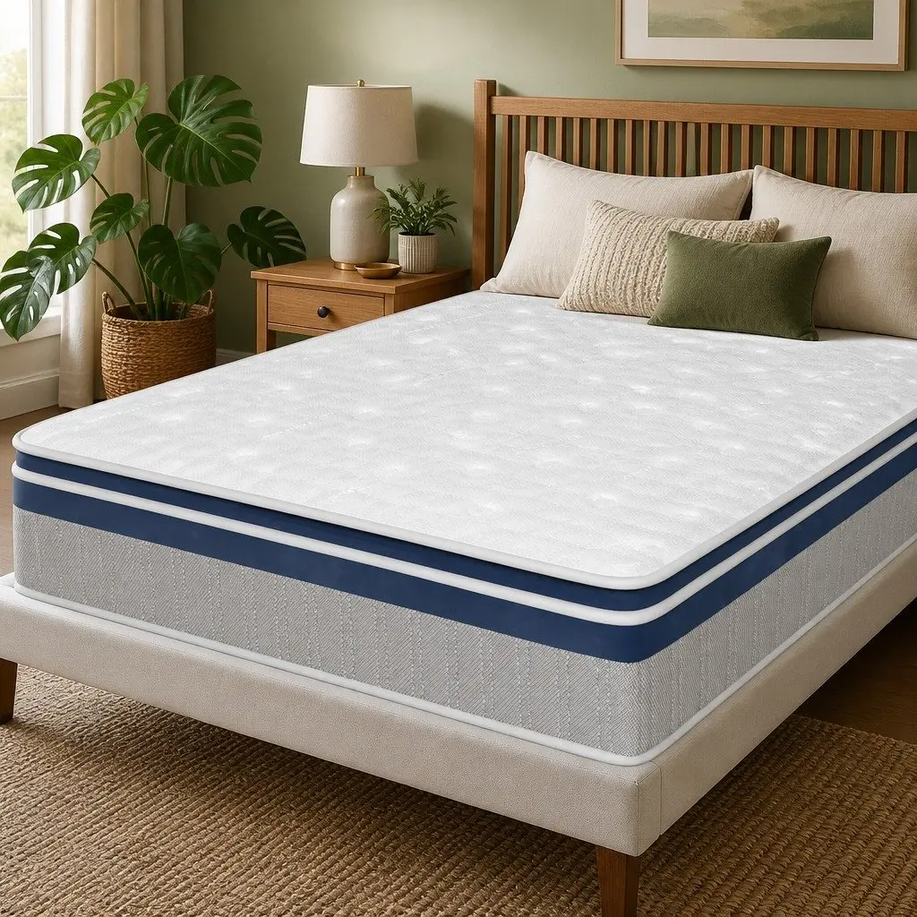 Double Spring Mattress Pillow Top 32cm Pocket Coil Bed Foam Support