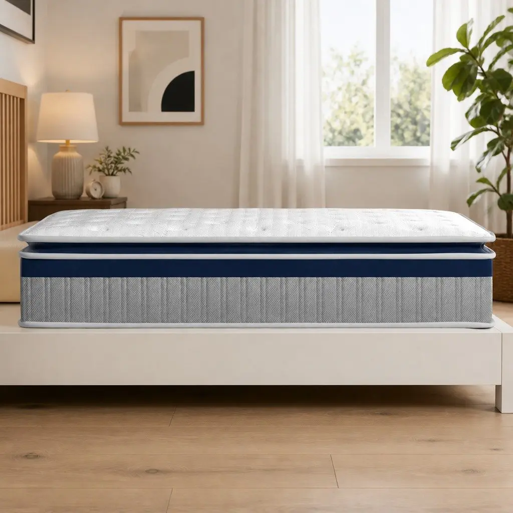 King Single Spring Mattress Pillow Top 32cm Pocket Coil Bed Support System