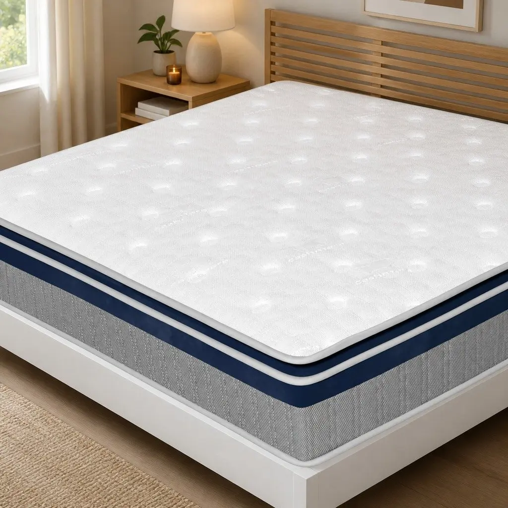 King Single Spring Mattress Pillow Top 32cm Pocket Coil Bed Support System