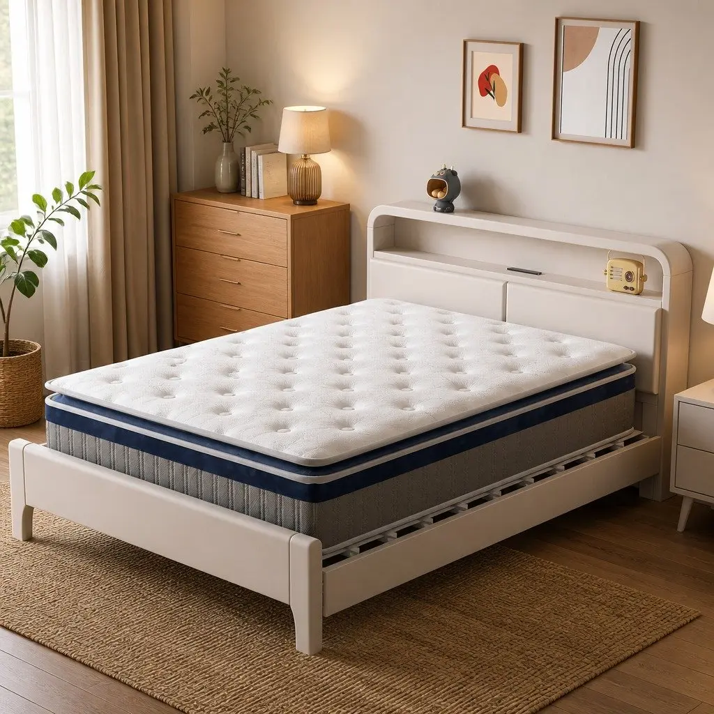 King Single Spring Mattress Pillow Top 32cm Pocket Coil Bed Support System