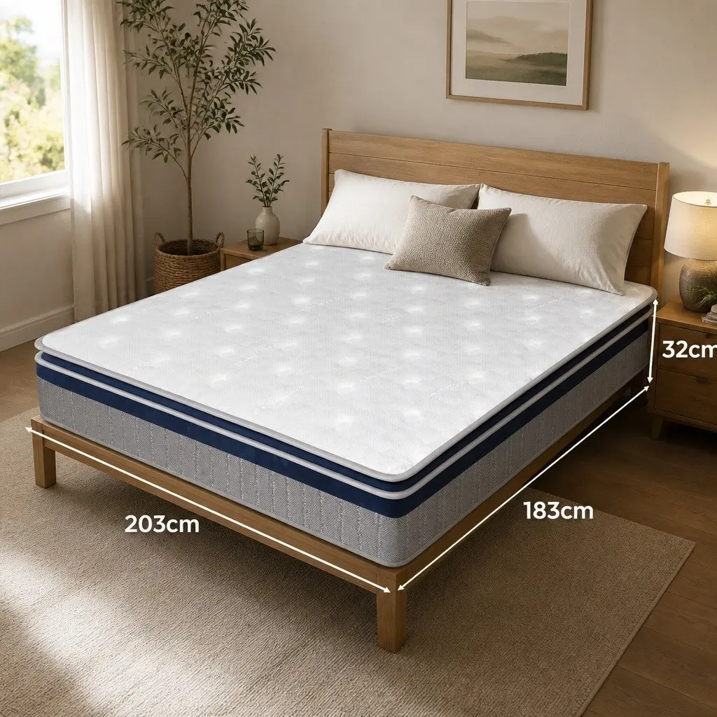 High Density Foam Pocket Spring King Mattress with Pillow Top