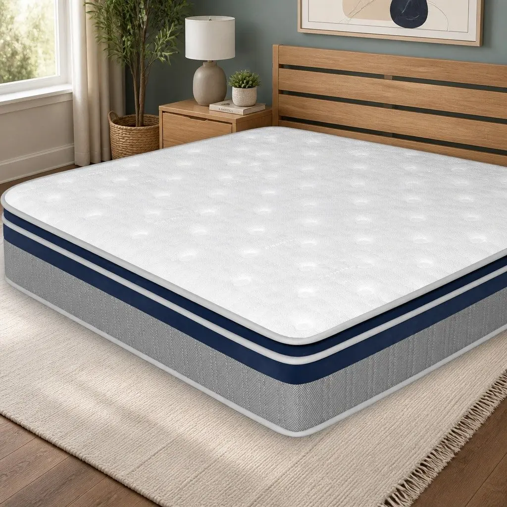Single Mattress Knitted Fabric 32cm White Pillow Top Spring
