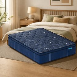 Double Spring Mattress Euro Top 30cm Pocket Coil Support Bed Pillow Top