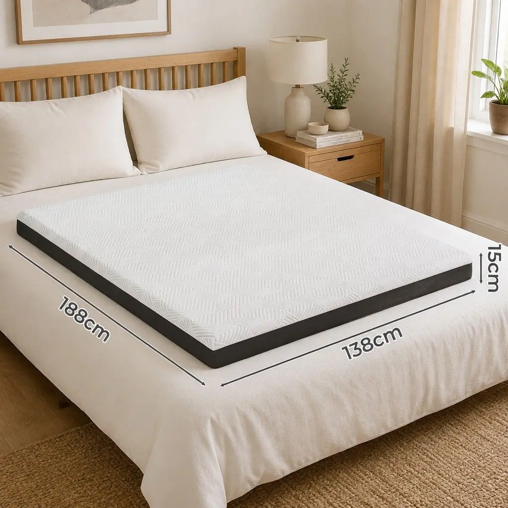 Double Mattress Gel Memory Foam 15cm Medium Firm White