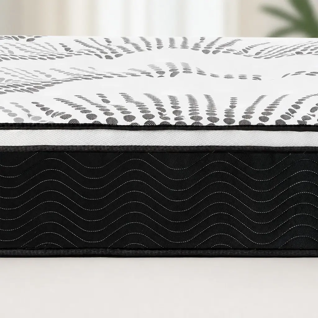 Pocket Spring Mattress Hybrid Foam King Medium Firm 32cm White Black