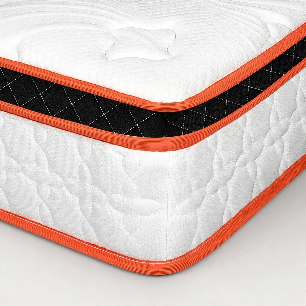 Pocket Spring Mattress Hybrid Foam 26cm King Single White Orange Black