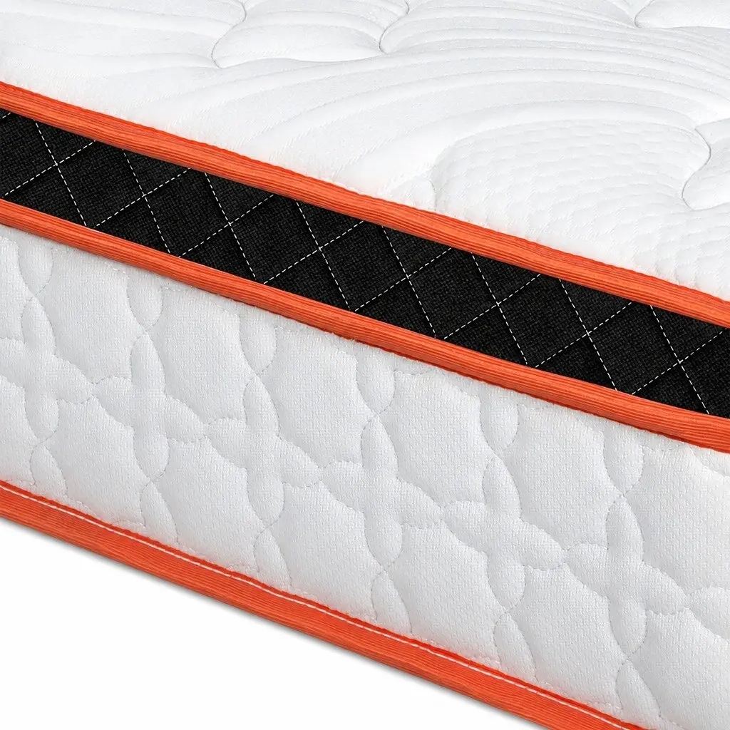 7 Zone Pocket Spring Mattress Hybrid Foam Medium Firm King Size White Orange Black