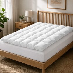 Premium Double Bed Mattress Topper 4-5cm Thick with Elastic Skirt