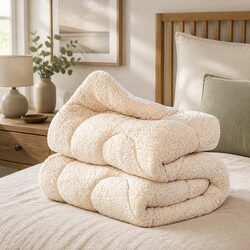 Wool Mattress Topper King Reversible Underlay Cotton Fleece Fully Fitted Elastic