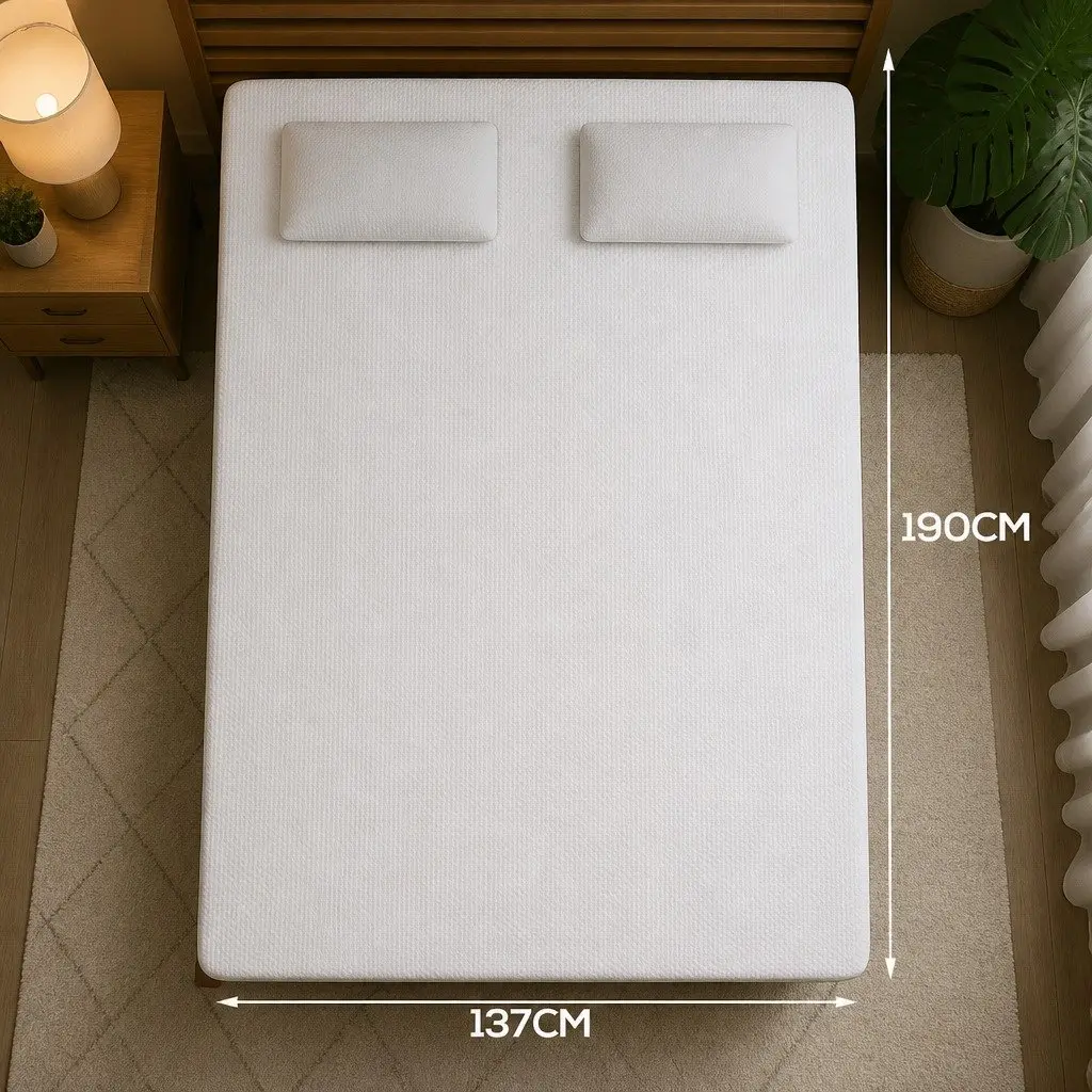 Bamboo Mattress Topper Double Fitted Cooling 190cm L x 137cm W White