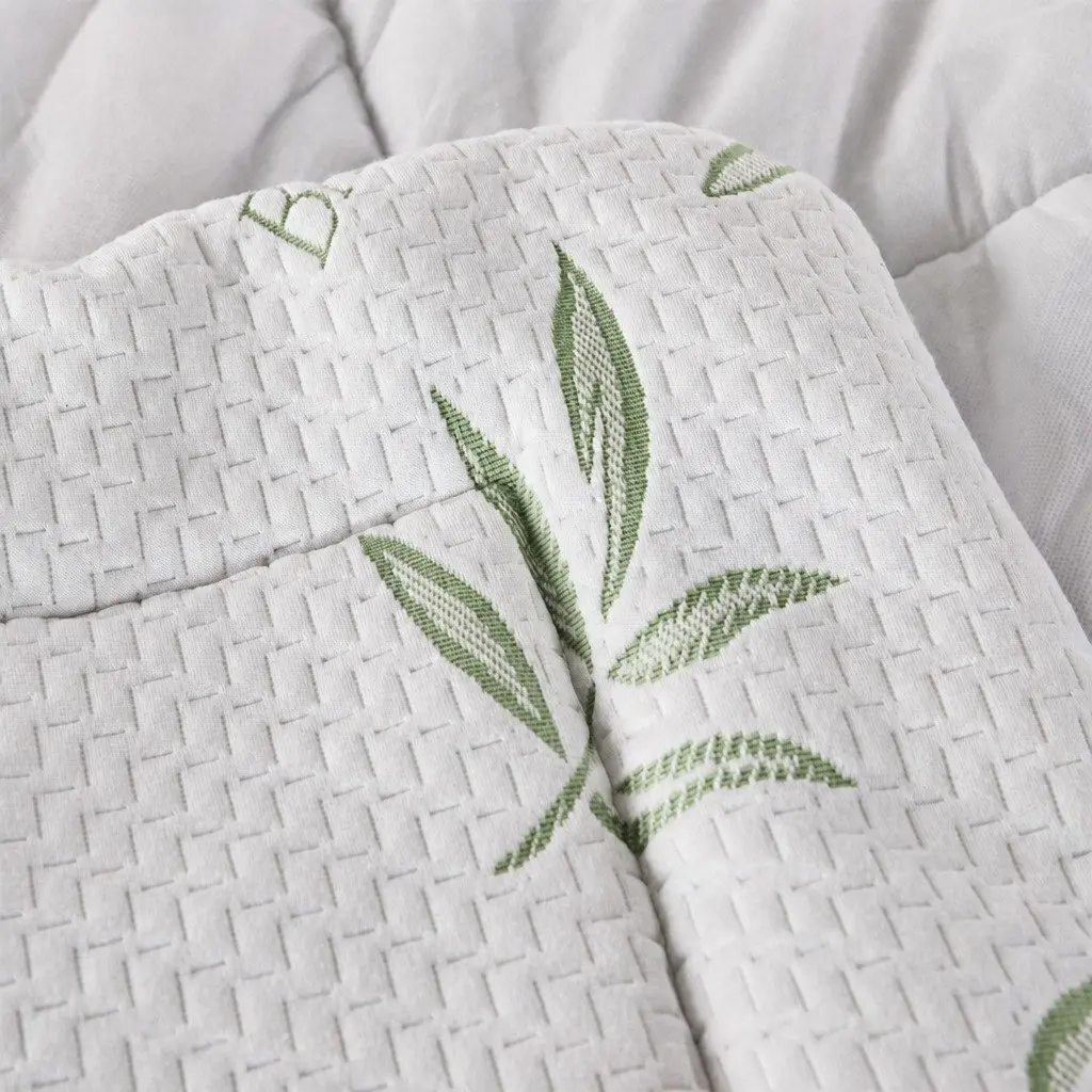 Bamboo Mattress Topper Queen Size Fitted Cooling White