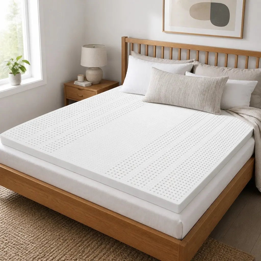 King Latex Mattress Topper 5cm Natural Dunlop Support Bed Pad Breathable