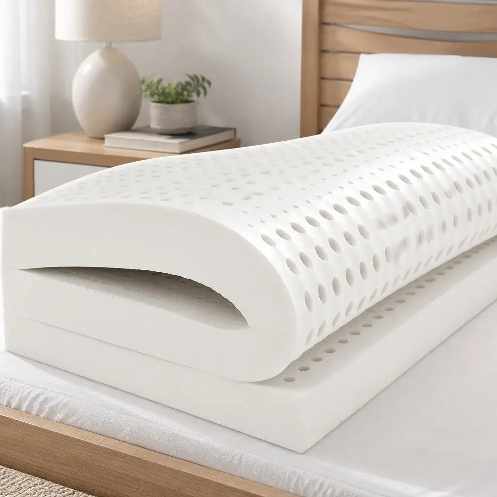 Natural Latex Mattress Topper 5cm Thick Queen Size White
