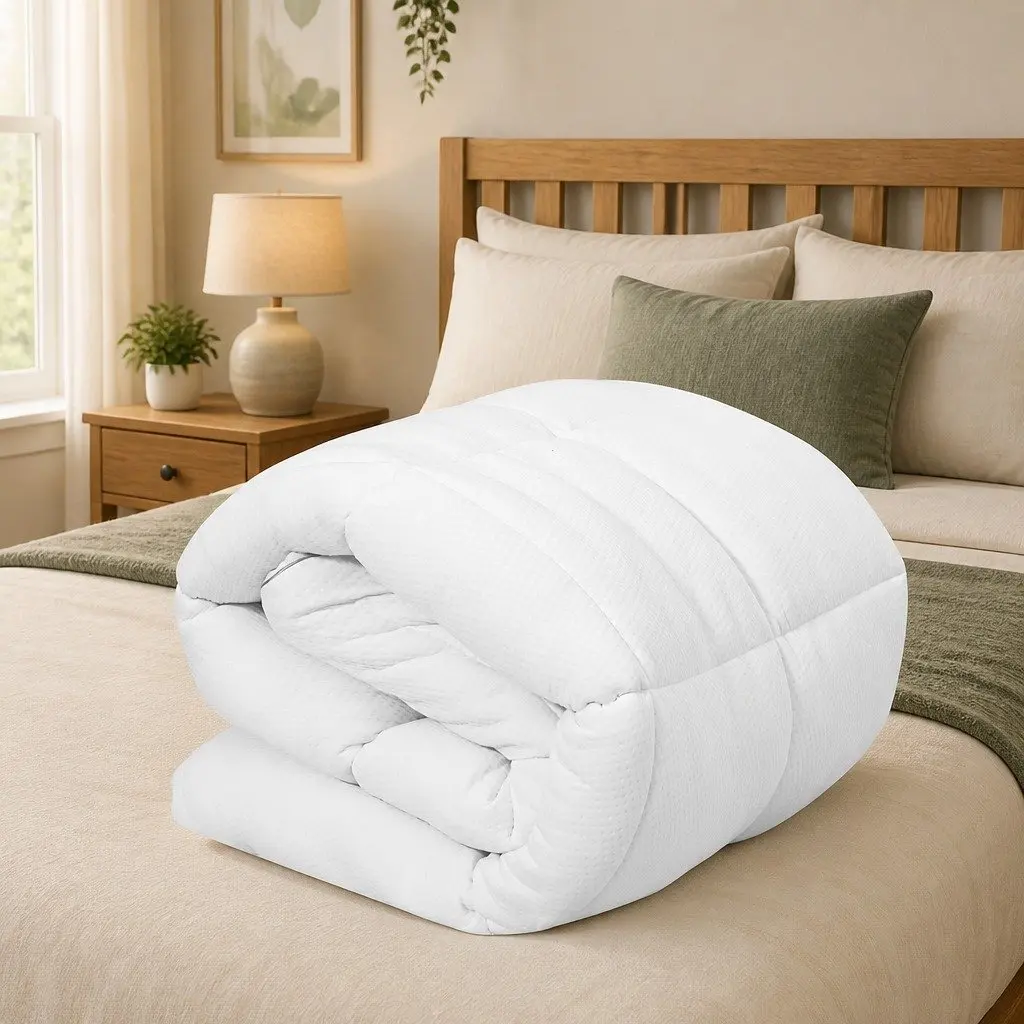 Mattress Topper Microfibre 5cm Thick Breathable White Queen