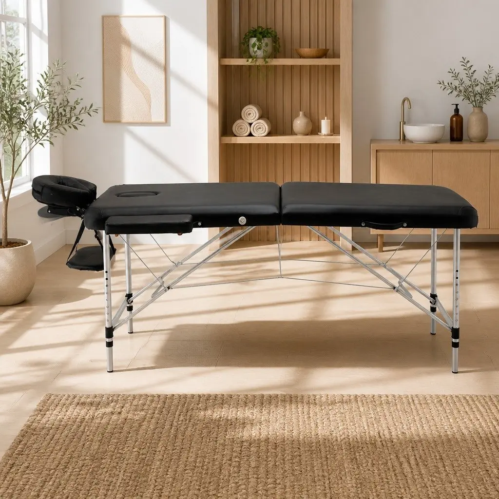Massage Table Aluminium 75cm Wide 210cm Long Black