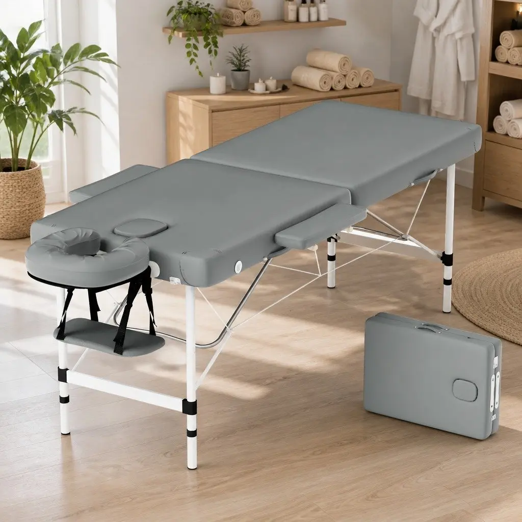 Grey Portable Massage Table with Carry Bag