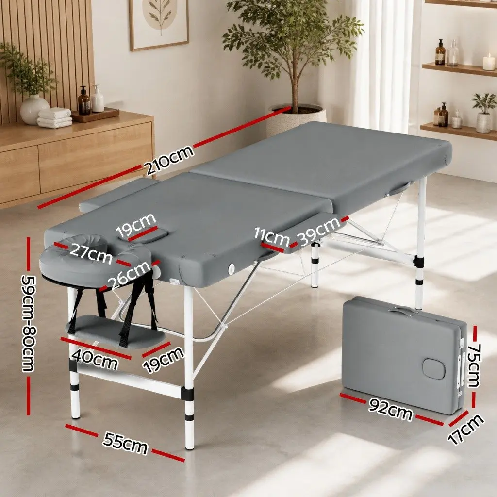 Massage Table Aluminium 55cm Grey