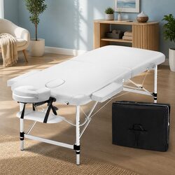 Heavy-Duty Portable Massage Table 75cm Aluminium White