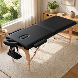 Durable Portable Massage Table 70cm 2 Fold Wooden Bed