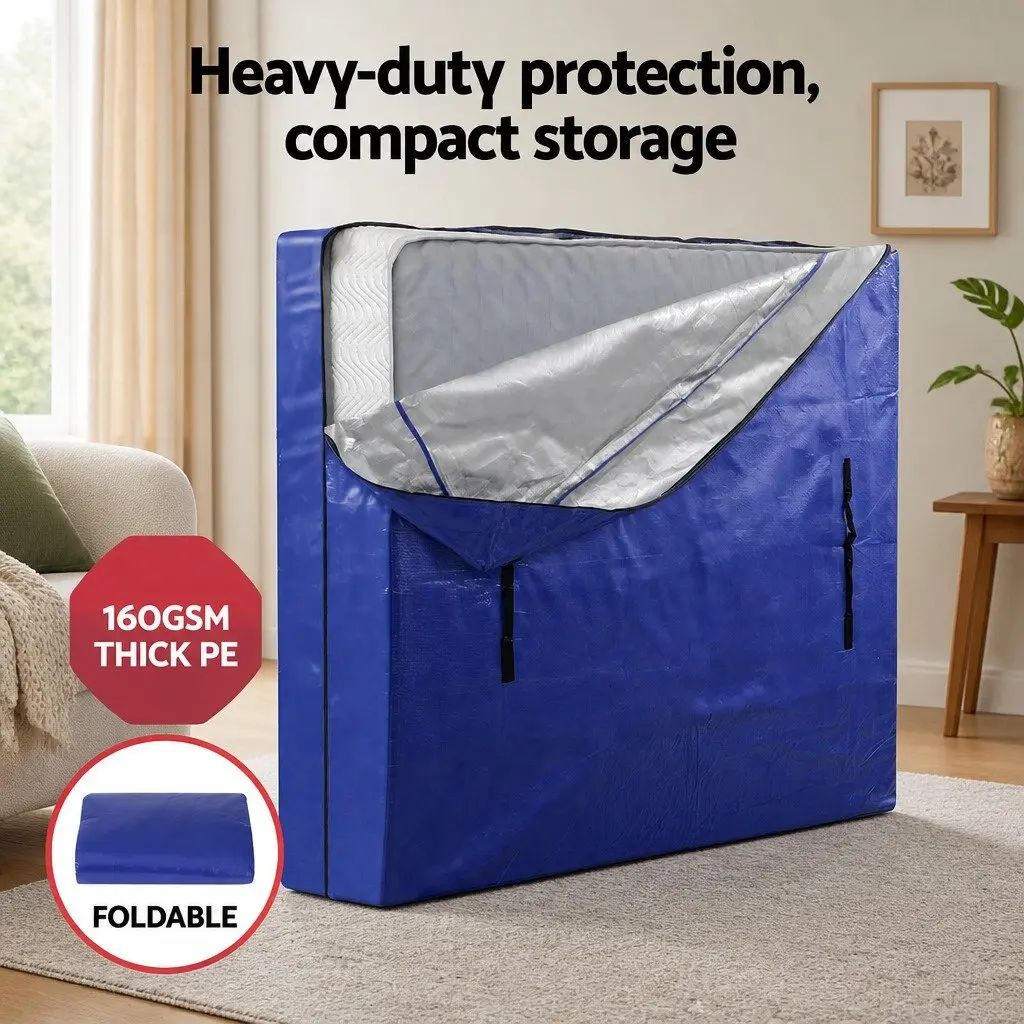 Mattress Storage Bag Waterproof 160GSM PE Fabric King Size Blue