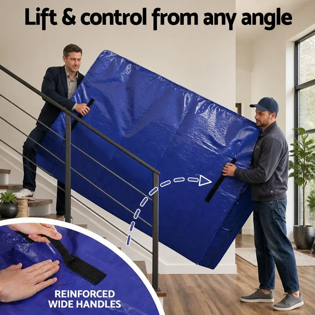 Mattress Storage Bag Waterproof 160GSM PE Fabric King Size Blue