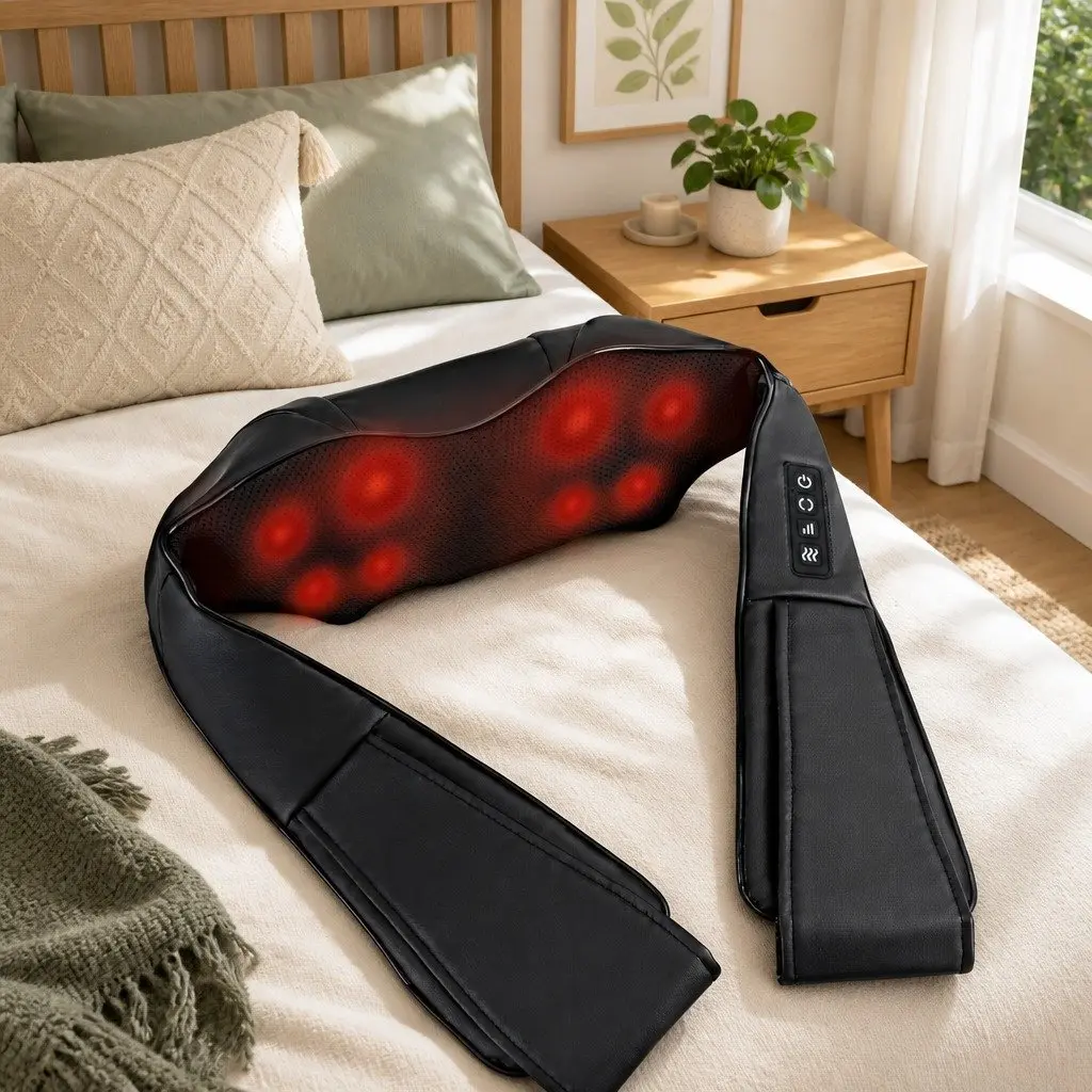 Neck Massager PU Leather 45cm x 50cm Black
