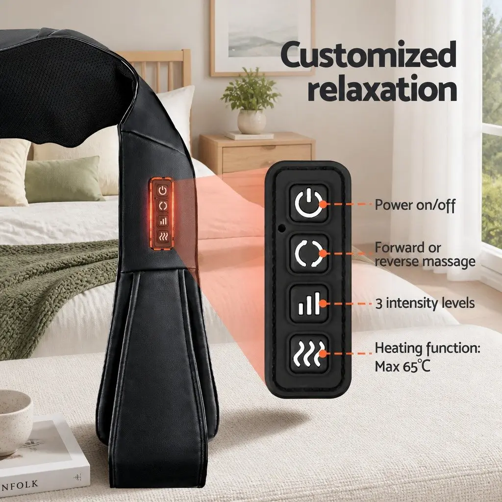 Neck Massager PU Leather 45cm x 50cm Black