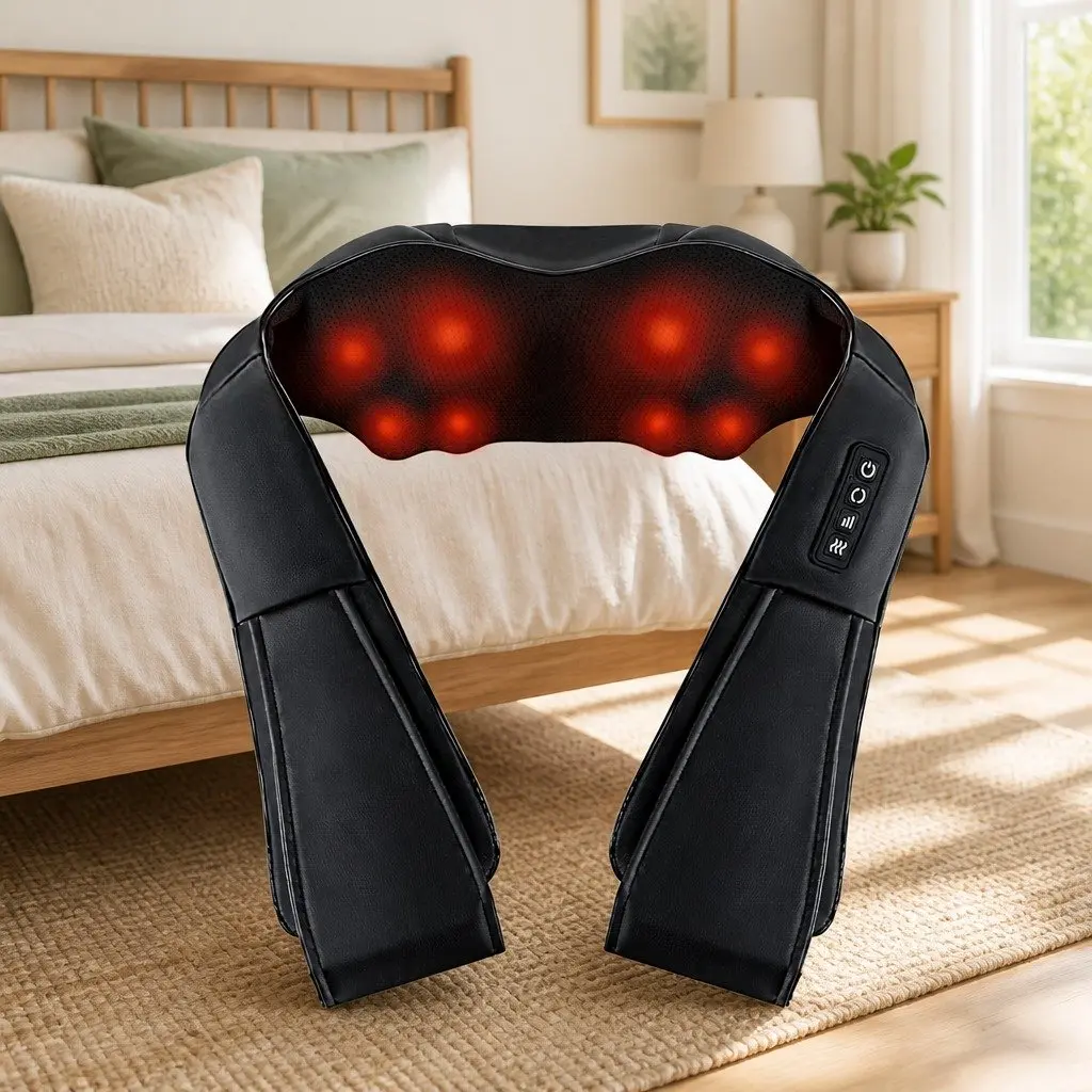 Neck Massager PU Leather 45cm x 50cm Black