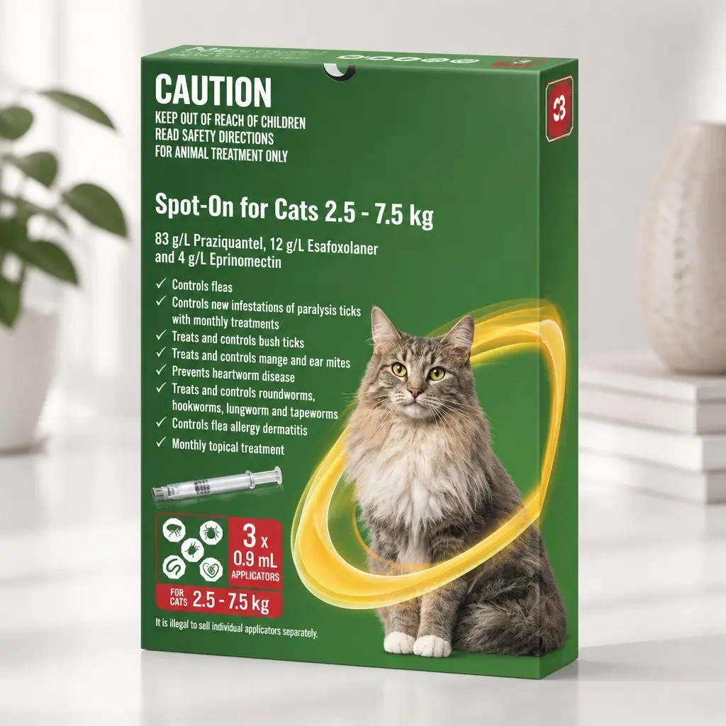 3 Pack of Spot-On Cats 2.5-7.5kg Protection