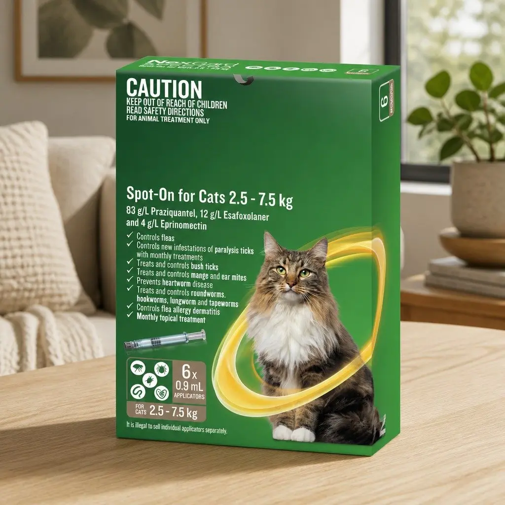 Spot-on Cats 2.5-7.5kg Monthly Flea Tick Treatment 6 Pack