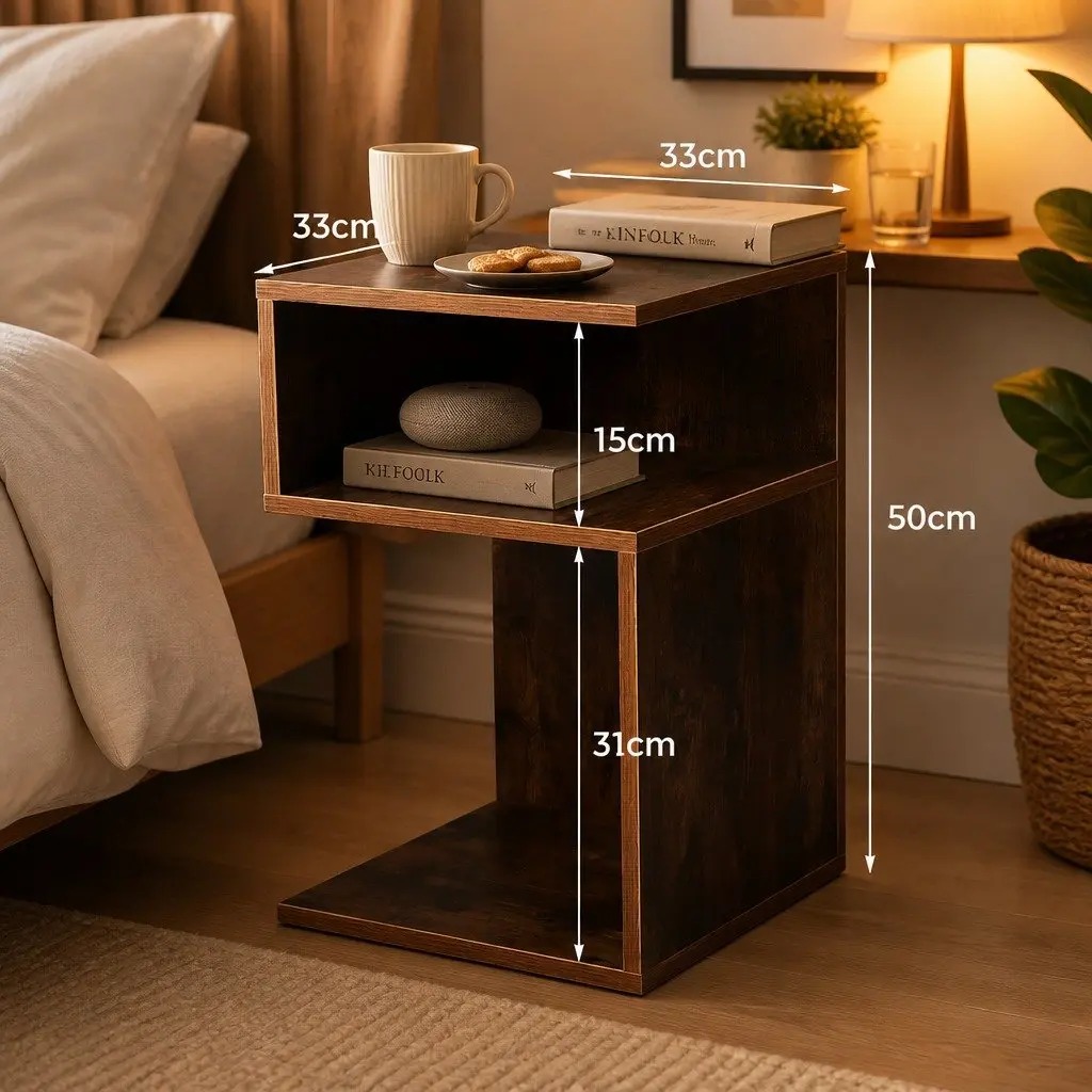 Bedside Table Particle Board 33x33x50cm Oak