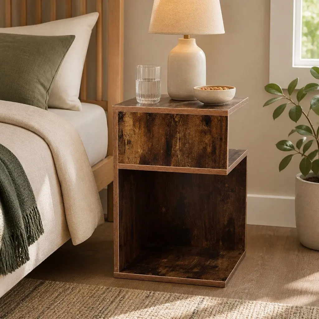 Bedside Table Particle Board 33x33x50cm Oak