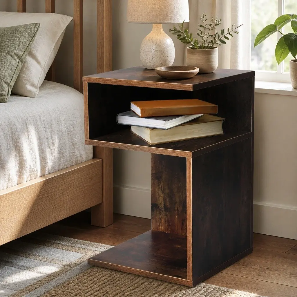 Bedside Table Particle Board 33x33x50cm Oak