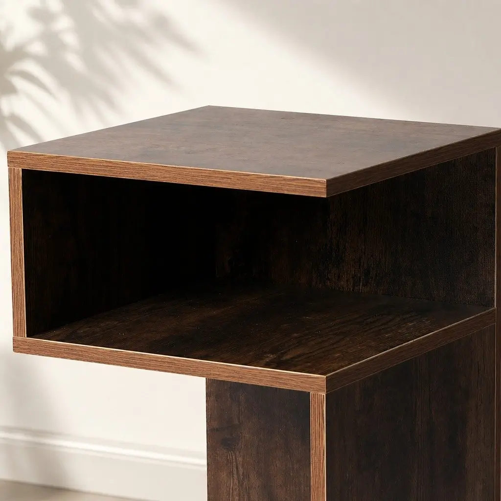 Oak Industrial Bedside Table with Drawers