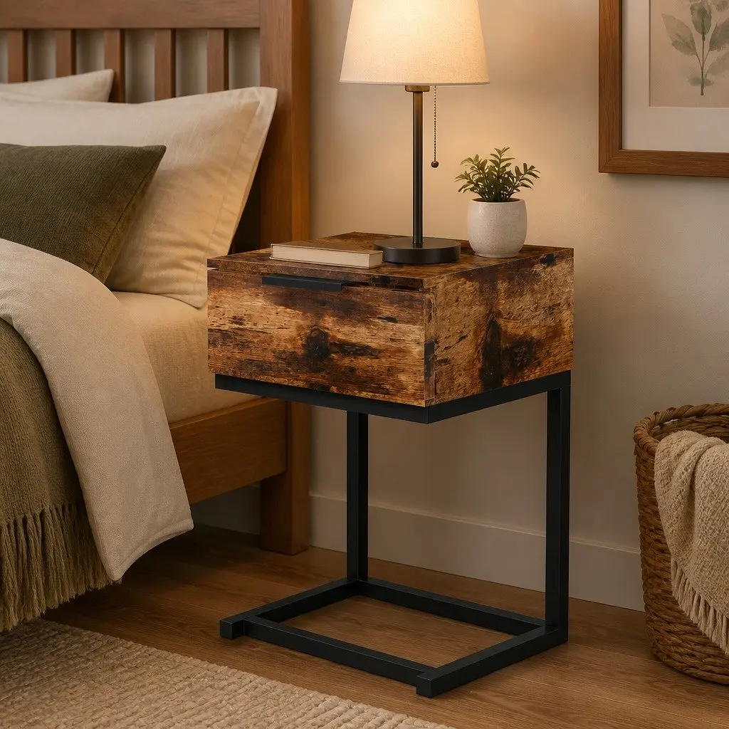Bedside Table with Robust Storage Drawers
