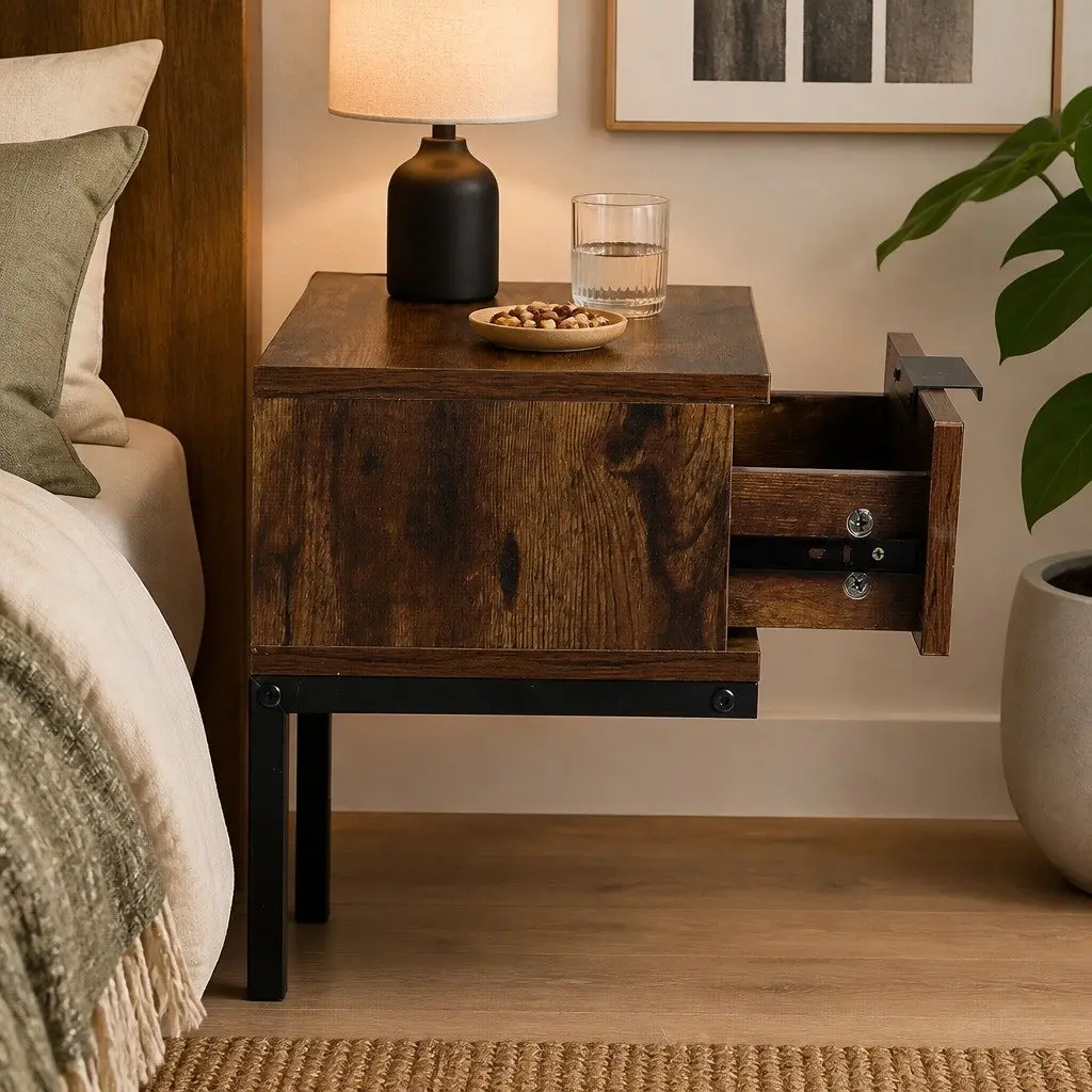 Bedside Table with Robust Storage Drawers