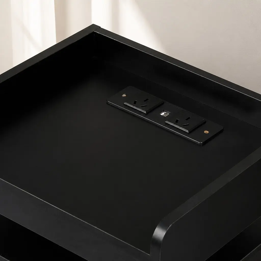 Bedside Table with USB Charger and LED Lighting