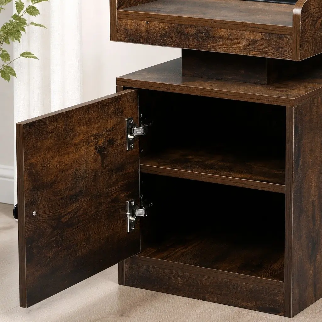 Oak Bedside Table with USB and RGB Lighting