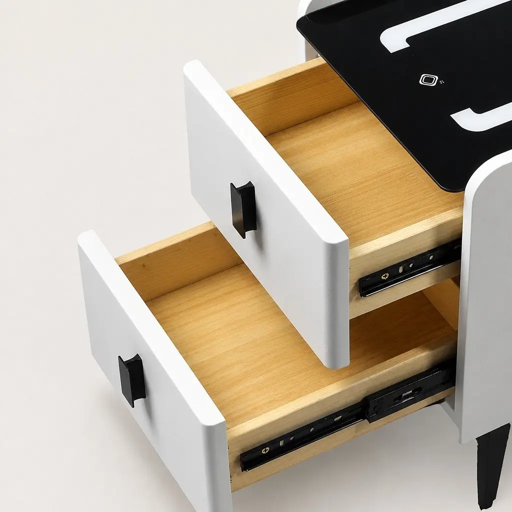 Bedside Table with LED Lights & Wireless Charging